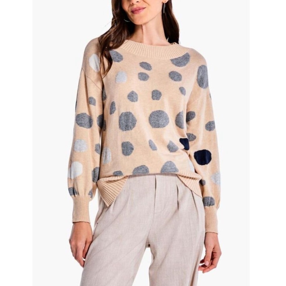 NEW* Nic+Zoe | Sweet Spot Polka Dot Sweater Beige Multi – Size Large
